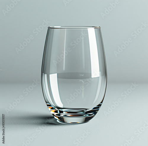 A photo of a glass on a plain white surface on a plain white studio background.