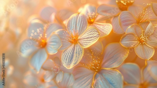 Gilded Luminescence: Immerse in the captivating luminescence of wildflower mophead hydrangea's gilded petals. photo