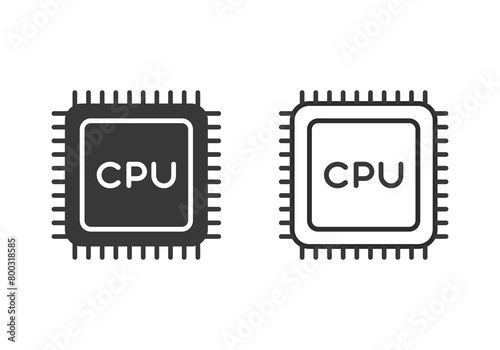 Central processing unit icon set. Flat illustration. White background. 