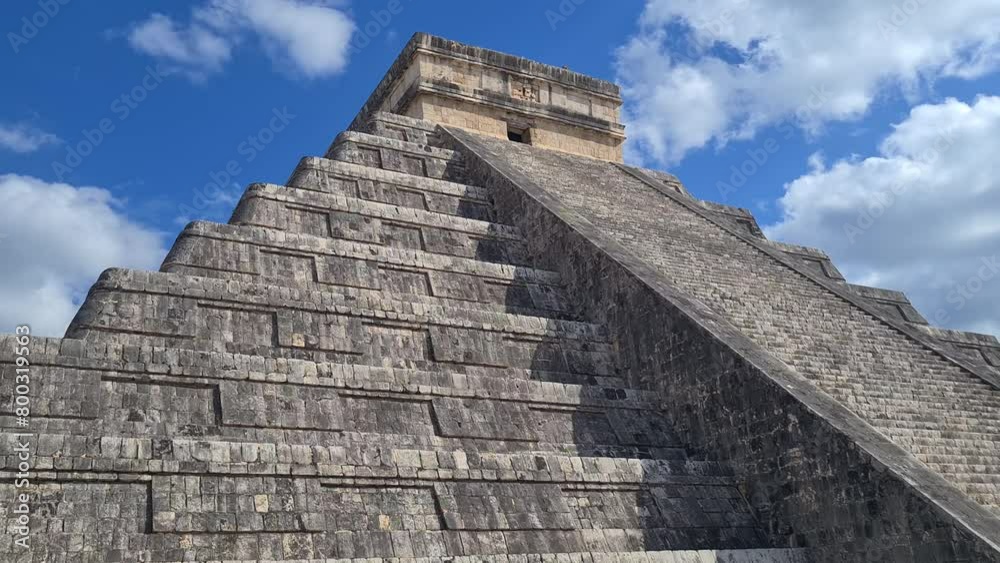 Chichen Itza, Mexico, Close Up of Central Kukulcan El Castillo Pyramidal Temple on Sunny Day Chichen Itza, Mexico, Close Up of Central Kukulcan El Castillo Pyramidal Temple on Sunny Day