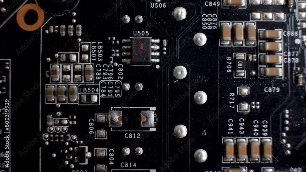 Pcb Rear A close-up of the rear side of a graphics card reveals the PCB, a ...