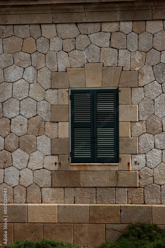stone building detail of a typical Menorca house and building