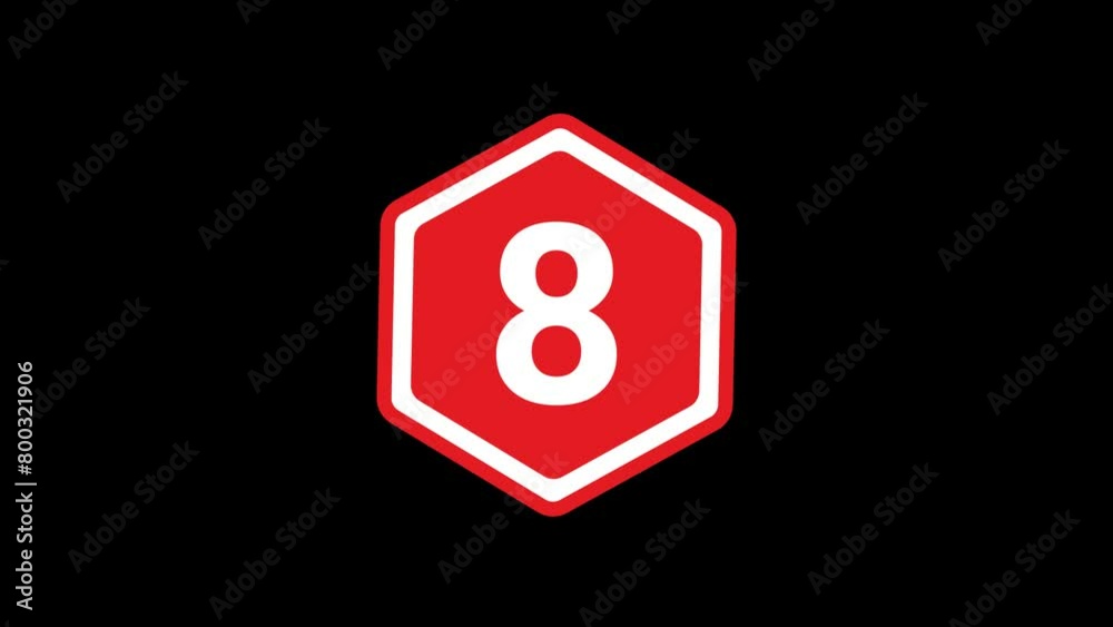 8 Number in hexagon shape Animation with transparent background 8 Number in hexagon shape Animation with transparent background