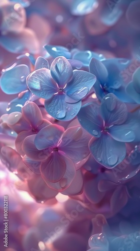 Petal Symphony  Close-ups showcase the graceful movement of mophead hydrangea petals in macro shots.