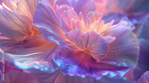Prismatic Petal Dance: Petals of wildflower mophead hydrangea shimmer with prismatic holography.