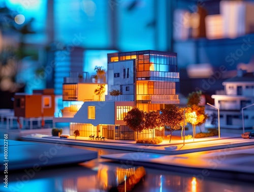 Close-up on a 3D architectural model on a screen.