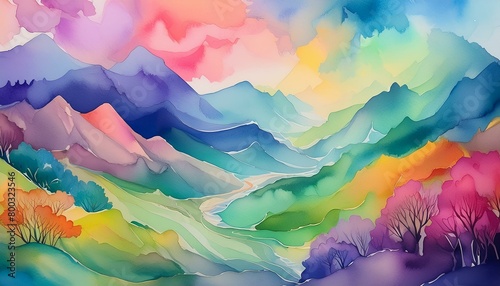 Nature-Inspired Colorful Abstract Watercolor Wallpaper