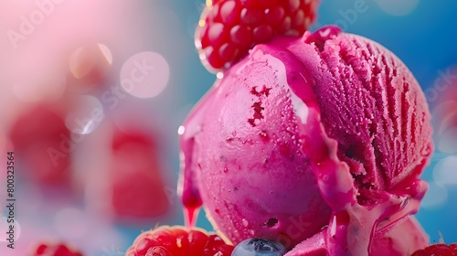 Vibrant Berry Sorbet Dripping in Summer Delight