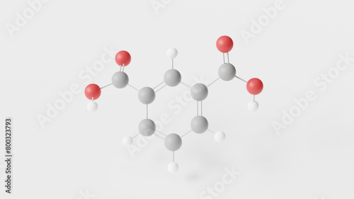 isophthalic acid molecule 3d, molecular structure, ball and stick model, structural chemical formula monomers photo