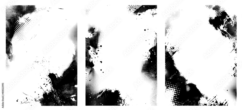 Set of 3 dust overlay distress halftone texture effects. Place over any image to create a distressed effect