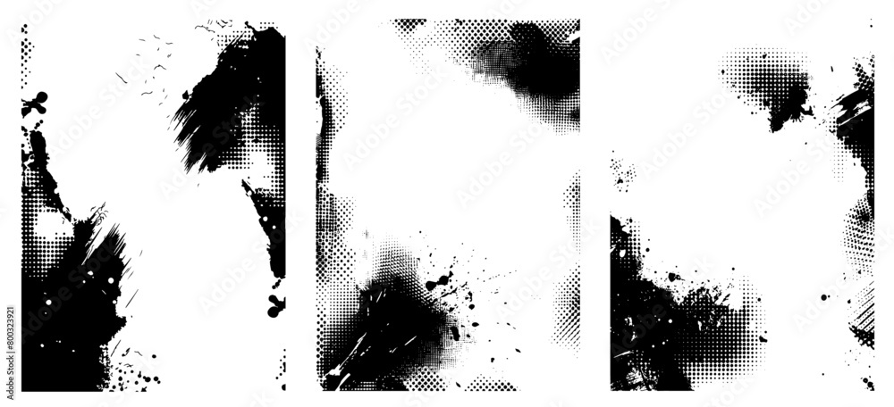 Set of 3 dust overlay distress halftone texture effects. Place over any image to create a distressed effect