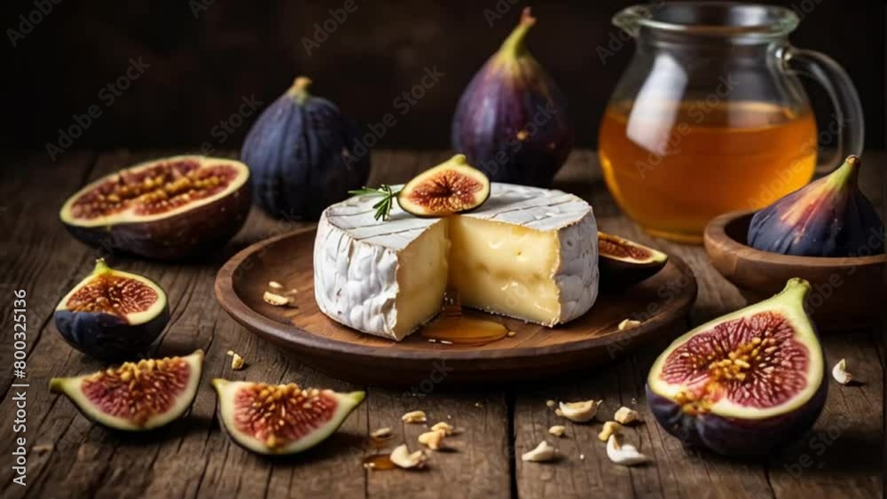 Delicious Camembert cheese with honey and figs Delicious Camembert cheese with honey and figs