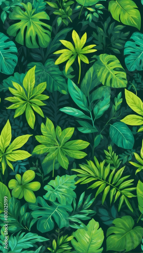 Vibrant verdant greenery illustration for an eco-friendly background.