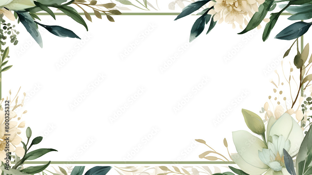 Digital vintage watercolor botantical frame abstract graphic poster web page PPT background