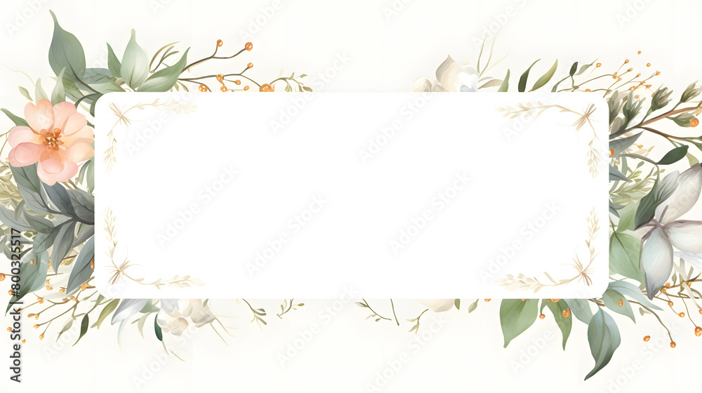 Fototapeta premium Digital vintage watercolor botantical frame abstract graphic poster web page PPT background