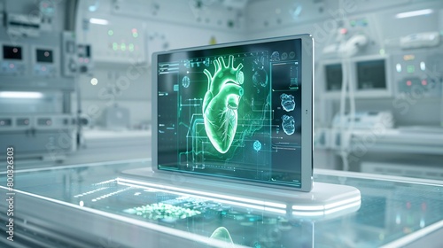 Smart Device for Heart Healthcare. AI-Powered Monitoring with 3D Hologram photo