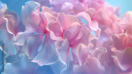 Wildflower Mophead: Extreme macro captures the calming wavy motion and fluid form of mophead hydrangea petals.