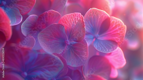 Wildflower Neon Wave  Macro captures the enchanting glow of neon-infused mophead hydrangea petals.
