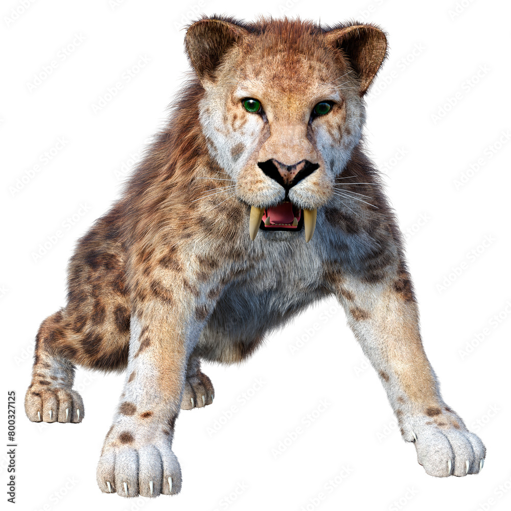 Obraz premium 3D Rendering Saber Toothed Tiger on White