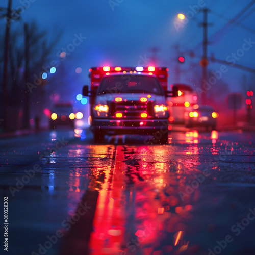 Blurry abstract of Ambulance on emergency.