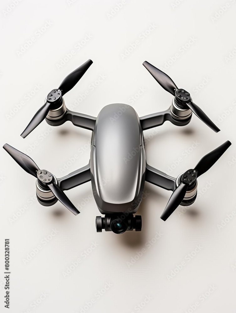 The image shows a gray and black drone with four propellers. The image shows a gray and black drone with four propellers.