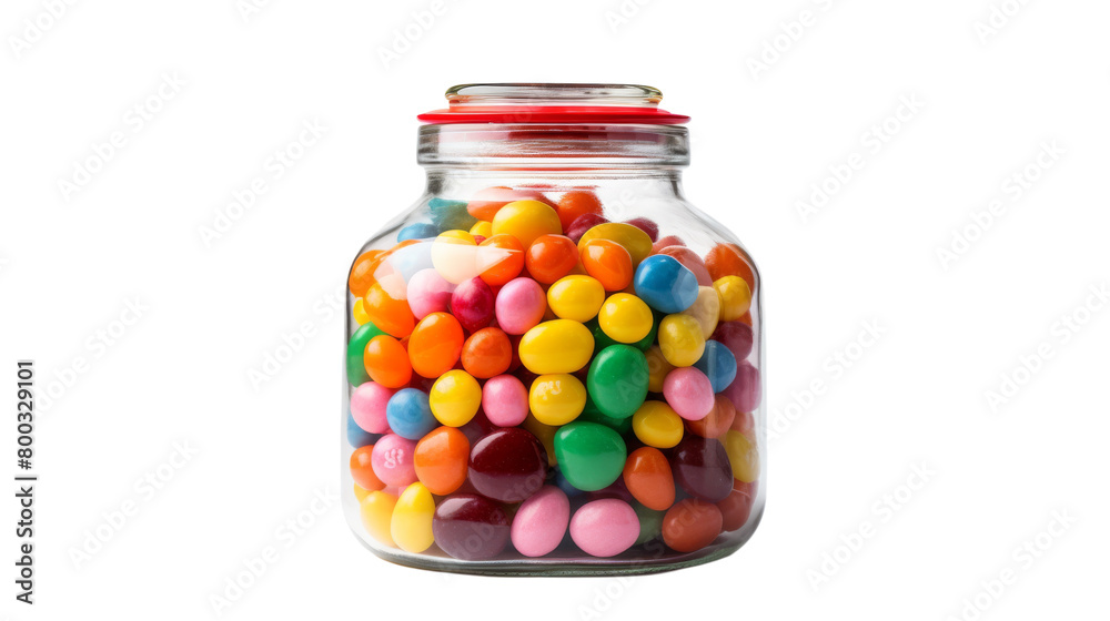 A glass jar overflowing with an assortment of colorful candies of various shapes and sizes A glass jar overflowing with an assortment of colorful candies of various shapes and sizes