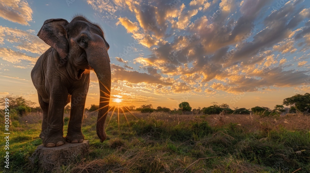 Fototapeta premium The elephant, revered as a symbol of strength and grace, holds a special place in Thai culture and history
