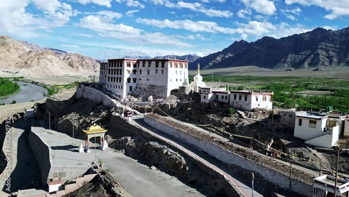 Stakna Monastery, Tibetan Monastery of Ladakh, Himalayas from drone, aerial view photo