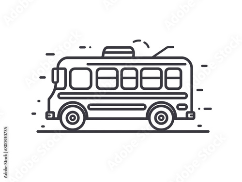 Outline the icon of a school bus on a white background. Simple and minimal design.