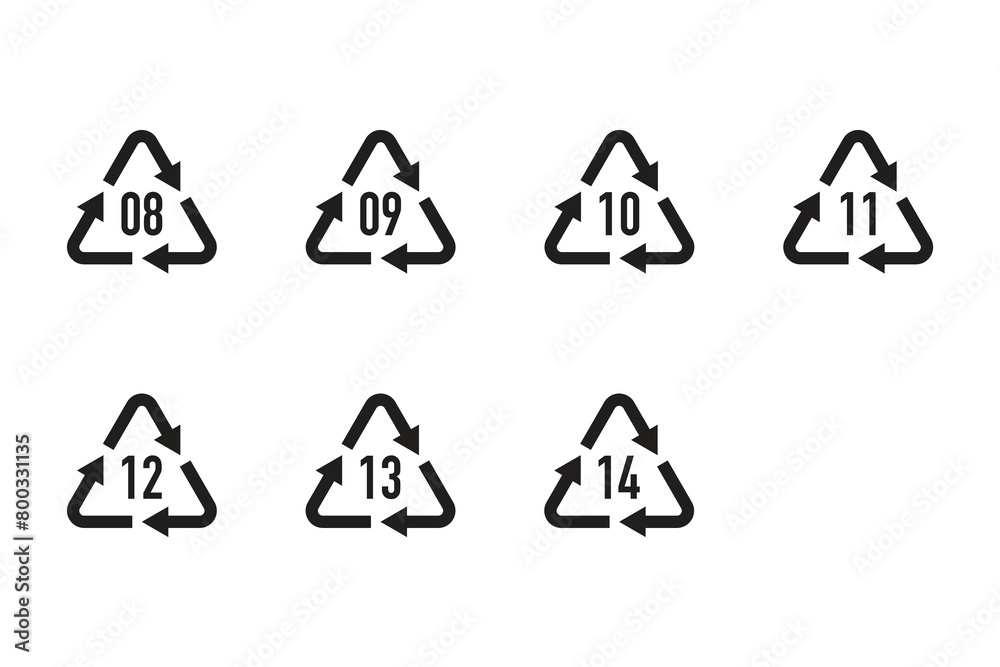 A set of symbols for recycling batteries. Recycling codes, symbols for material classification. A set of symbols for recycling batteries. Recycling codes, symbols for material classification.