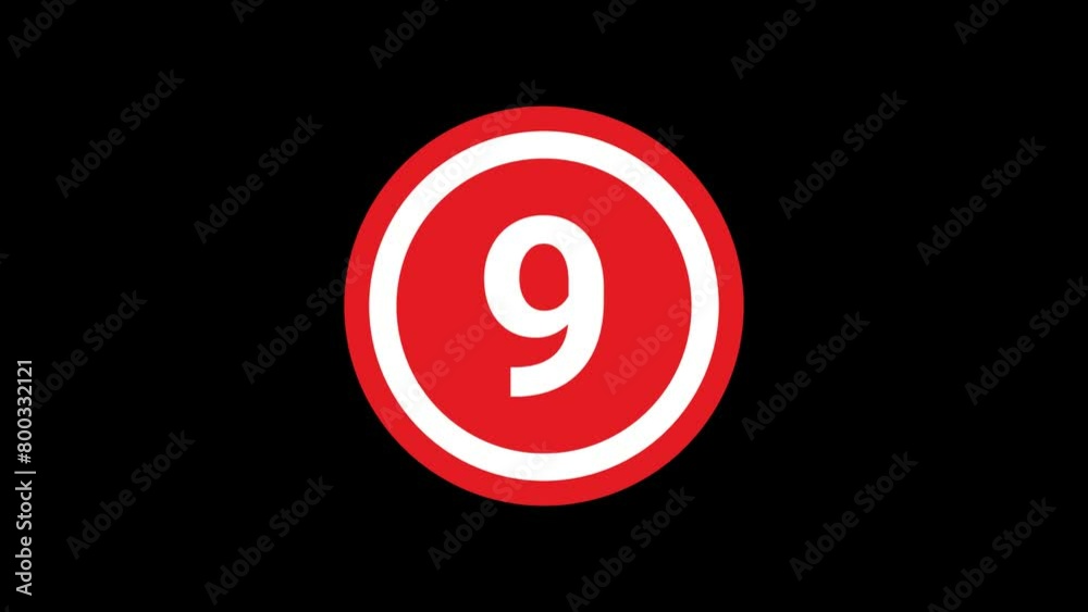 9 Number in circle popup Animation with transparent background 9 Number in circle popup Animation with transparent background