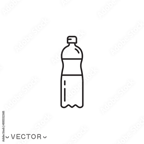 plastic bottle icon, thin line symbol isolated on white background, editable stroke eps 10 vector illustration