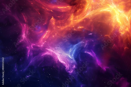 Luminescent nebulae swirl across an abstract background, their vibrant hues pulsating with ethereal energy. photo
