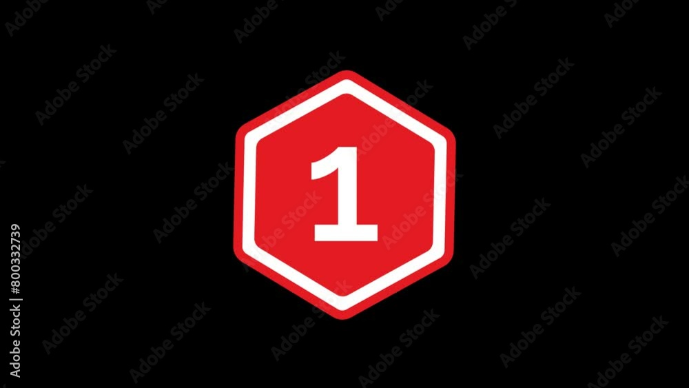 1 Number in hexagon shape Animation with transparent background 1 Number in hexagon shape Animation with transparent background