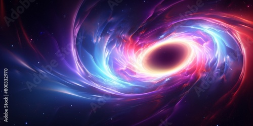 Cosmic Vortex With Colorful Nebular Motion. Abstract Space With Swirling Black Hole. Generative AI