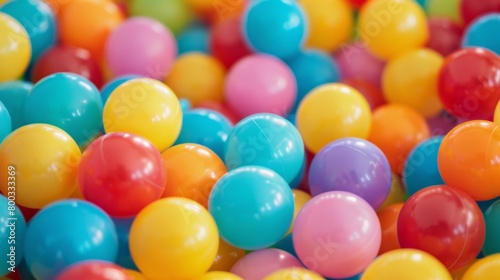 A fun ball pool with multicolored plastic spheres. generative ai