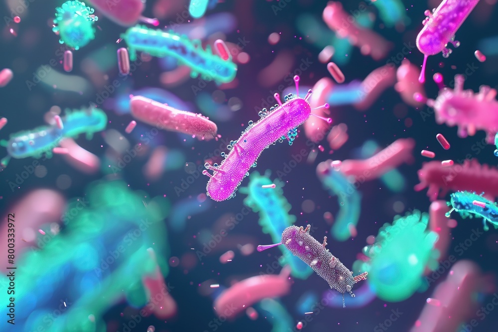 Fototapeta premium Microbiology Study: Macro Shot of Bacterial and Viral Growth in Lab,Scientific Research: Macro Close-Up of Microorganisms in Lab