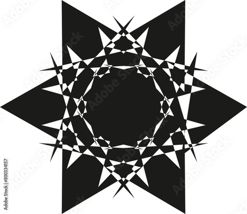 Black star shaped mandala vector artwork
