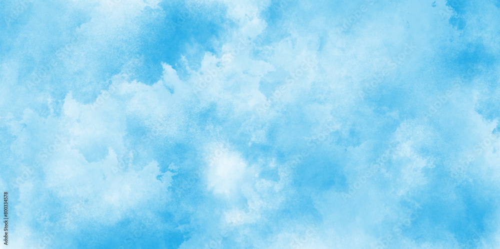 Obraz premium The summer heaven is colorful clearing day Good weather and beautiful nature in the morning, Blue sky with white cloud. Creative light sky blue shades aquarelle background.