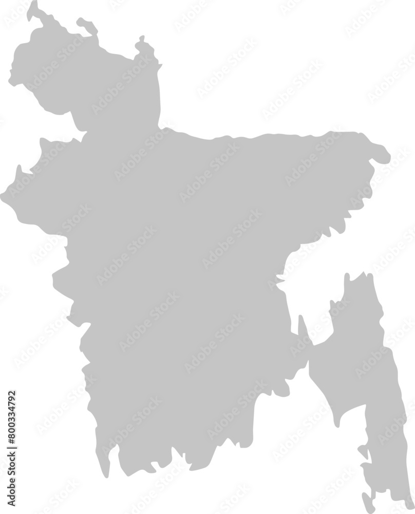 Bangladesh map silhouette in grey scale vector illustration