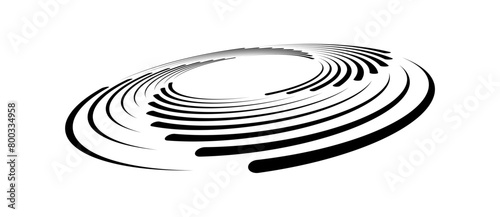 Spiral with black lines as dynamic abstract vector background or logo or icon. Abstract background with lines in circle. Artistic illustration with perspective on white background.