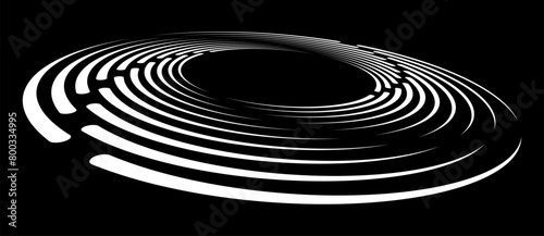 Spiral with white lines as dynamic abstract vector background or logo or icon. Abstract background with lines in circle. Artistic illustration with perspective on black background.