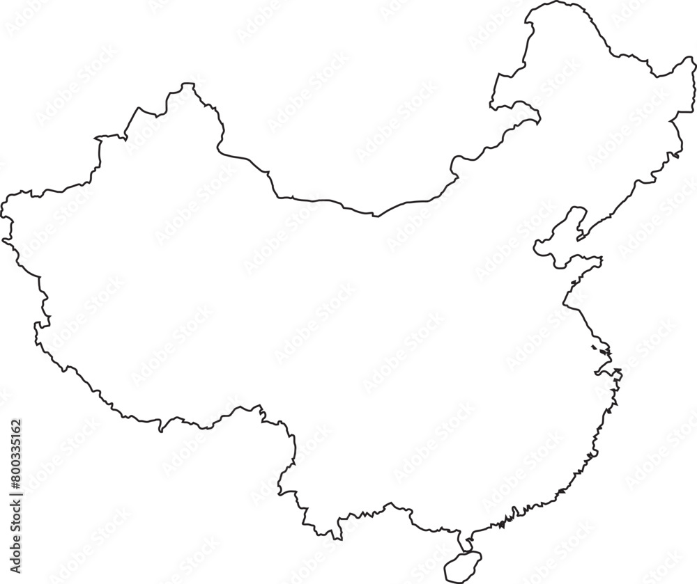 Transparent outline map of China Transparent outline map of China