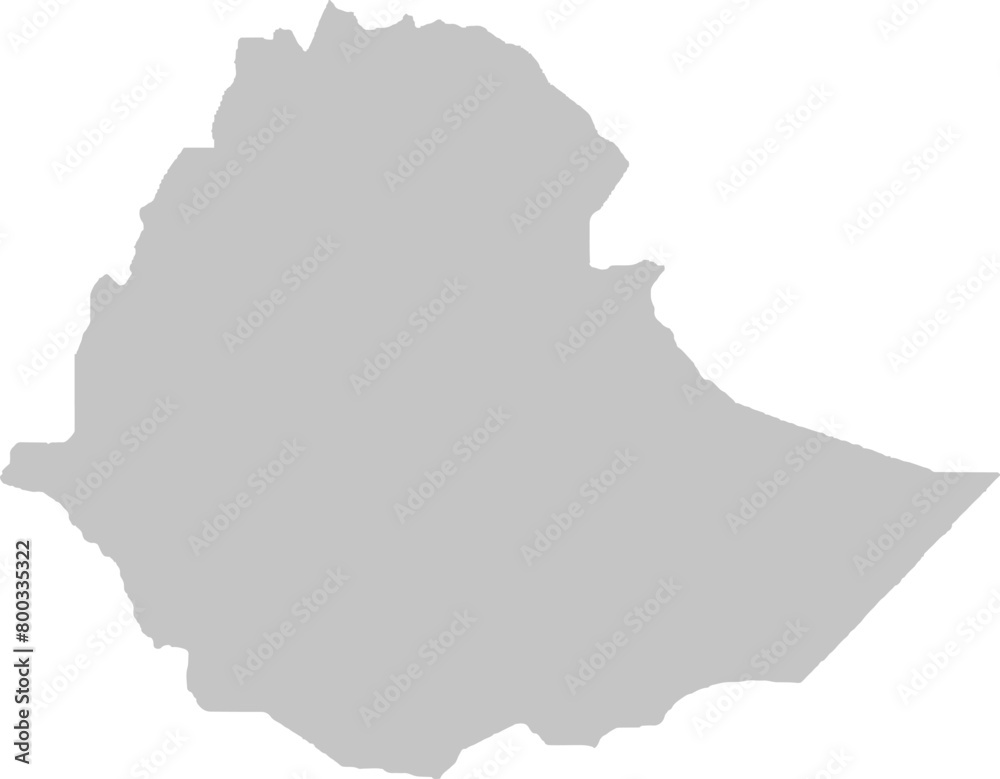 Ethiopia map silhouette in grey scale vector illustration