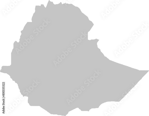 Ethiopia map silhouette in grey scale vector illustration