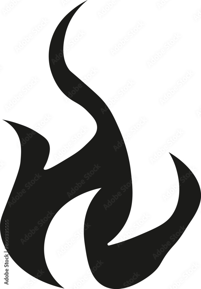 Swirling black flame icon with dynamic curves Swirling black flame icon with dynamic curves