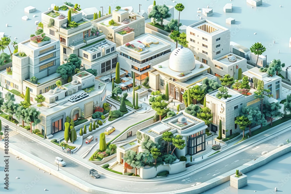 An aerial view of a city with many buildings, trees, and cars. The buildings are all different shapes and sizes, and the city is very busy. An aerial view of a city with many buildings, trees, and cars. The buildings are all different shapes and sizes, and the city is very busy.