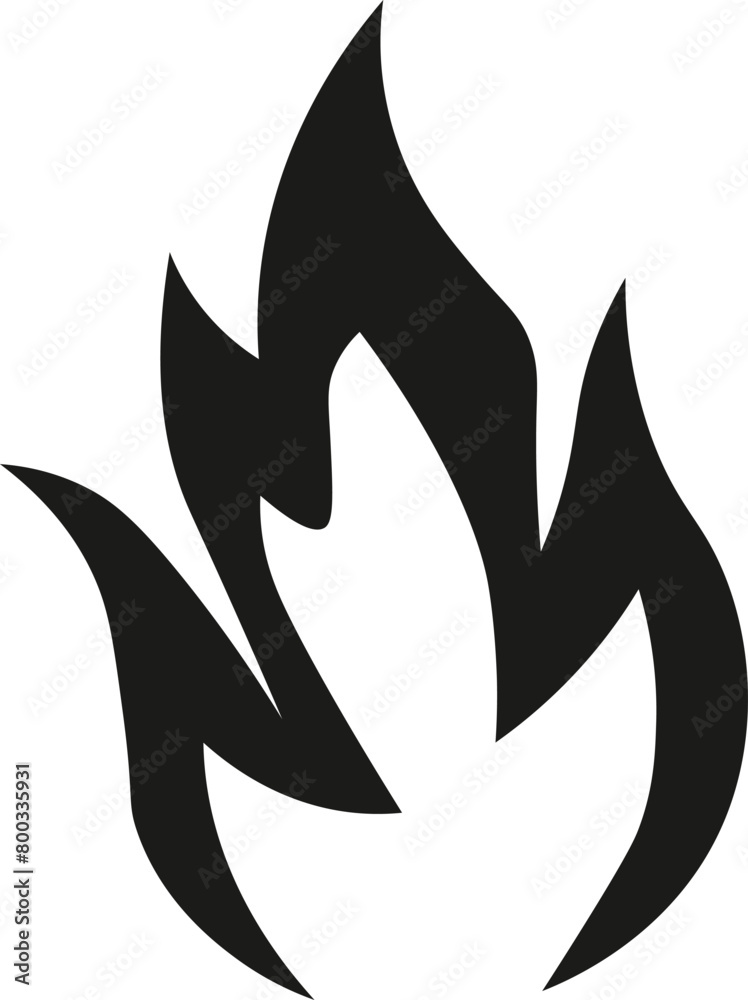 Bold black and white fire flame vector graphic Bold black and white fire flame vector graphic