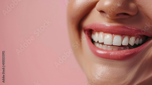 Woman showing her smile, oral health concept generative ai