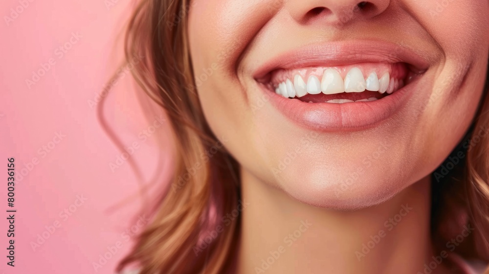Woman showing her smile, oral health concept generative ai Woman showing her smile, oral health concept generative ai